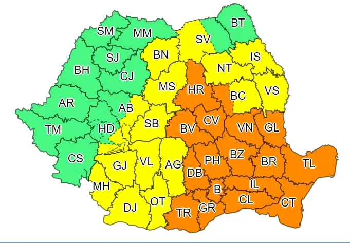 COD PORTOCALIU de vijelii şi grindină, în Harghita