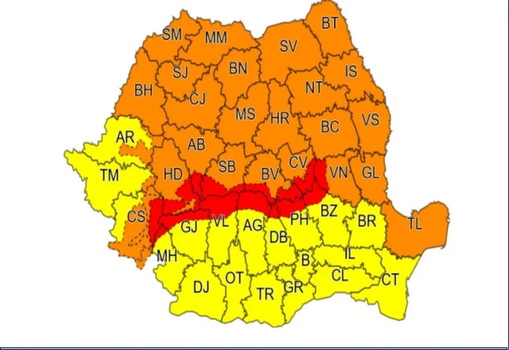 Cod portocaliu de vânt puternic în 24 de județe printre care și Harghita!