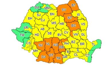 COD PORTOCALIU de vreme severă, în Harghita