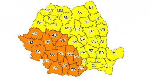 COD GALBEN de vijelii şi averse cu caracter torențial, în Harghita