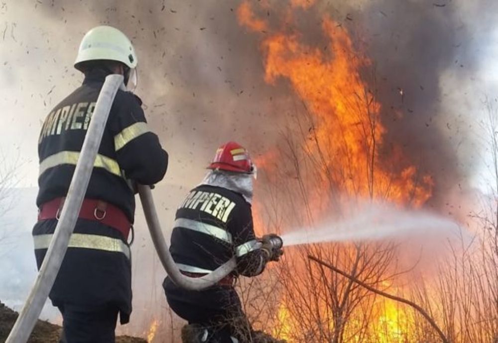 Incendiu în Miercurea Ciuc, zona Fortuna Park. Aproape 1 ha vegetaţie uscată în flăcări 