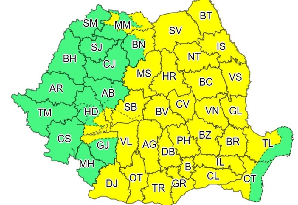 Cod Galben de ploi în mai multe județe, printre care și Harghita