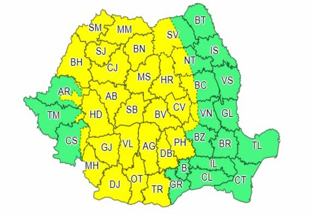 Un nou COD GALBEN de ploi, până diseară!