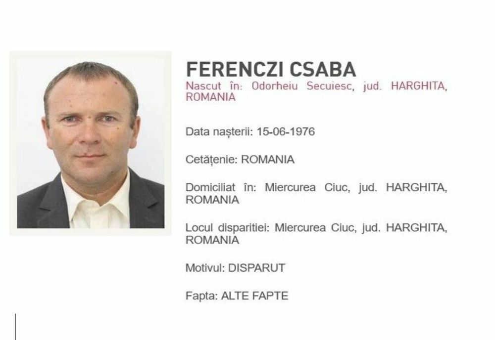 Bărbat căutat de polițiștii harghiteni