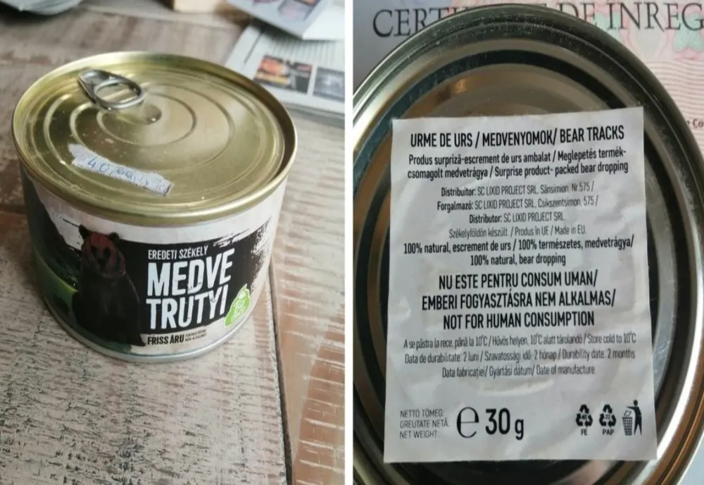 Producătorul conservelor cu excremente de urs, amendat de OPC Covasna cu 40.000 de lei