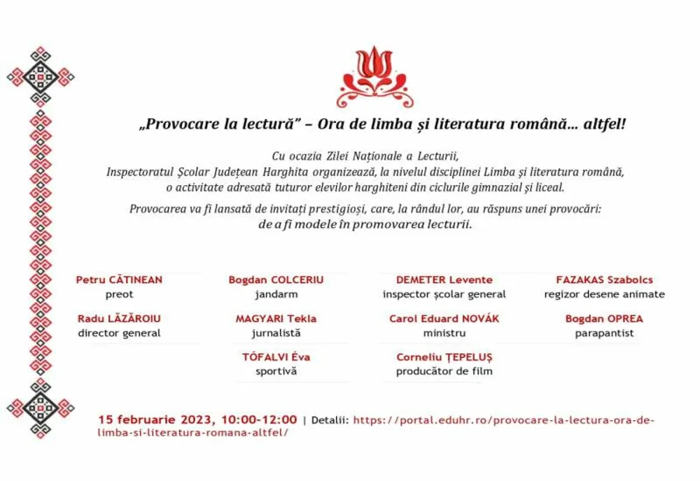 Persoane publice îi vor provoca să citească pe elevii din judeţ, de Ziua Naţională a Lecturii