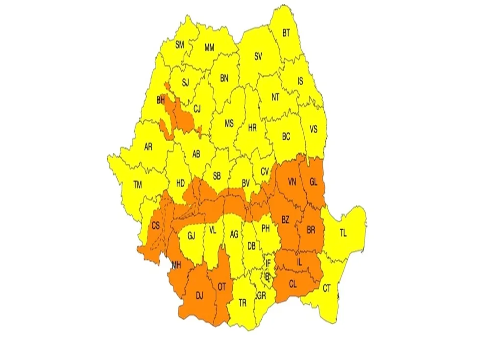 ANM: COD PORTOCALIU DE NINSORI PUTERNICE ȘI VISCOL, COD GALBEN DE VIJELII