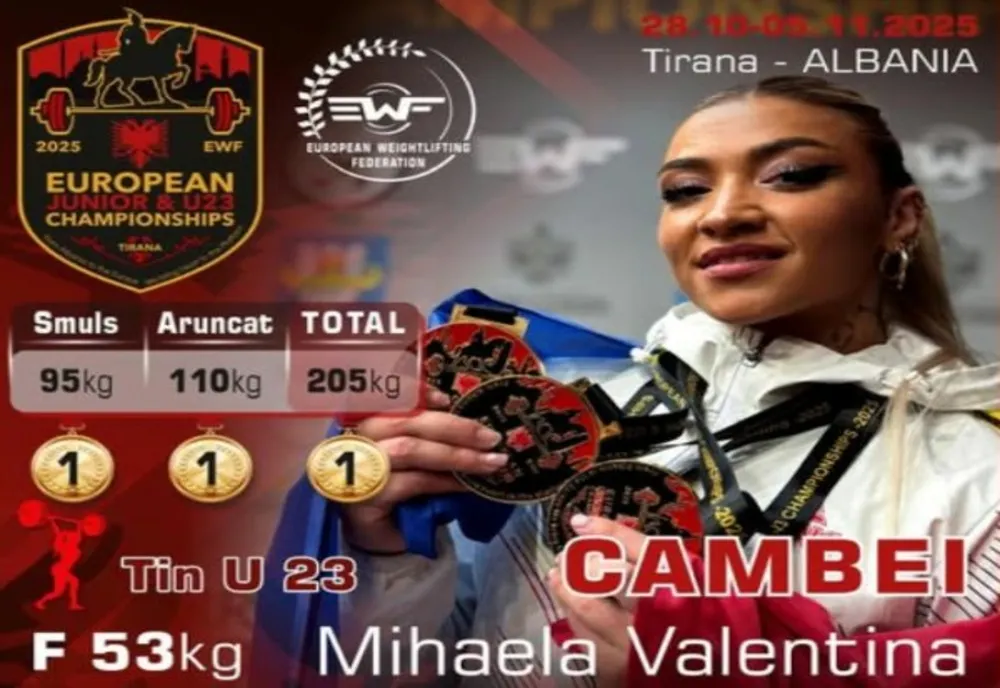 HALTERE: MIHAELA CAMBEI A CUCERIT TREI MEDALII DE AUR LA EUROPENELE UNDER-23