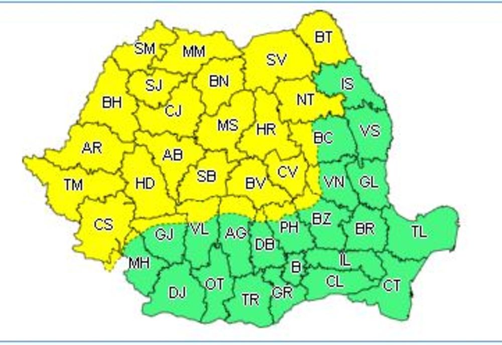 COD GALBEN de ploi, vijelii și grindină!