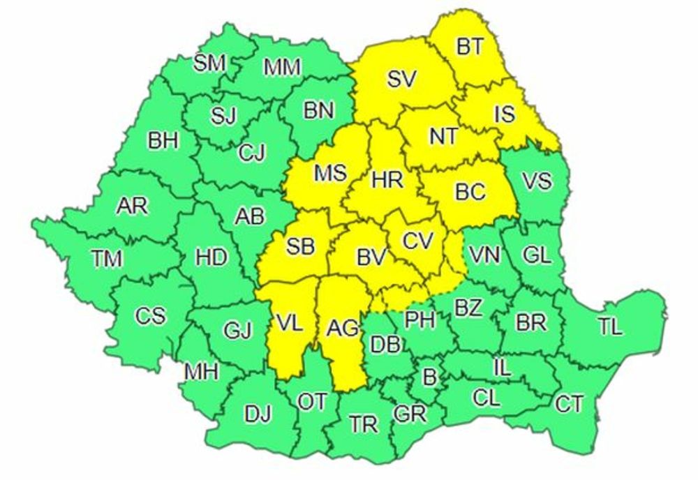 Harghita, sub COD GALBEN de vreme severă!