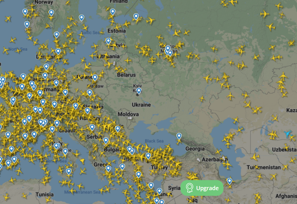 Cum arată spațiul aerian al României, după ce Rusia a început războiul în Ucraina