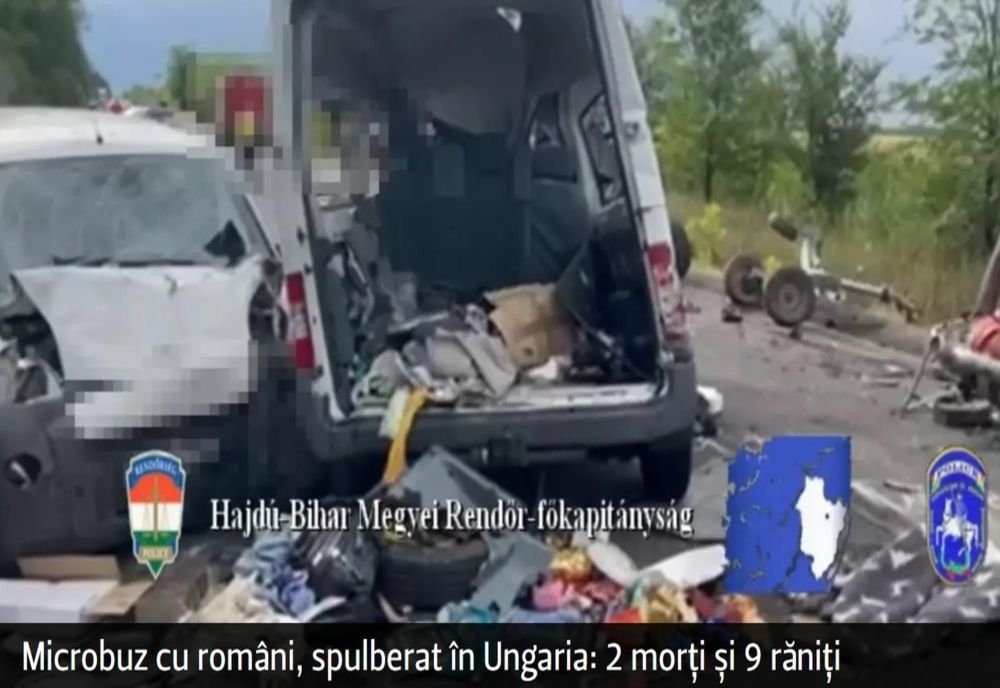 Microbuz cu români, spulberat în Ungaria: 2 morți și 9 răniți - VIDEO
