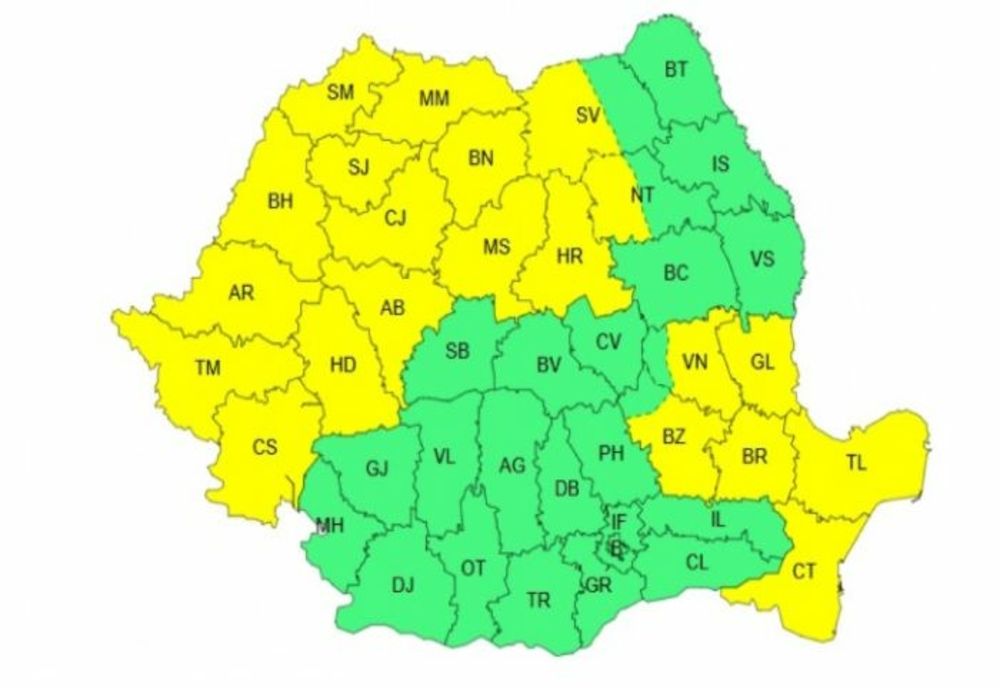 COD GALBEN DE VREME REA ÎN JUMĂTATE DIN ȚARĂ: PLOI TORENȚIALE, GRINDINĂ ȘI VIJELIE