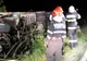 VIDEO Autocamion răsturnat, azi-noapte, la ieșirea din Miercurea Ciuc